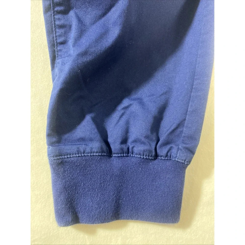 Nike Blue Jogger Pants Men's Medium Elastic Waist Cuffed Ankle Logo Zip‎ Fly